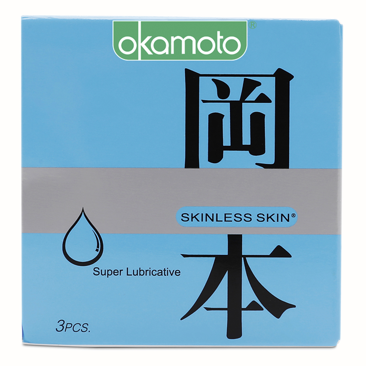 Bao cao su thêm chất bôi trơn,Sáng bóng mềm mại Okamoto Skinless Skin Supper Lub-3’s